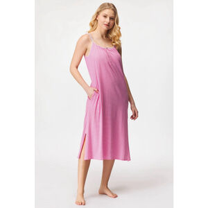 Ralph Lauren Pink/white Stripe Double-Strap Floral Trim Jersey Knit Nightgown XL